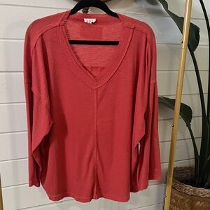 POL Women's Long Sleeve V-Neck Top - Burnt Orange